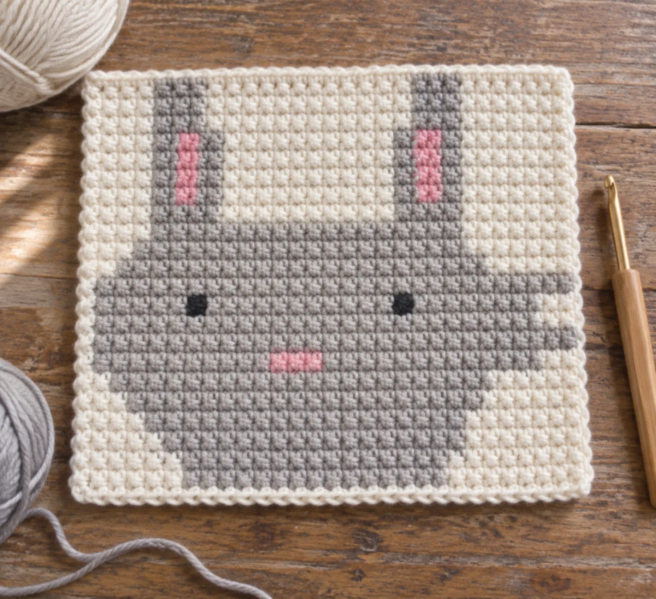 Bunny Face (Grey) — finished crochet piece inspiration