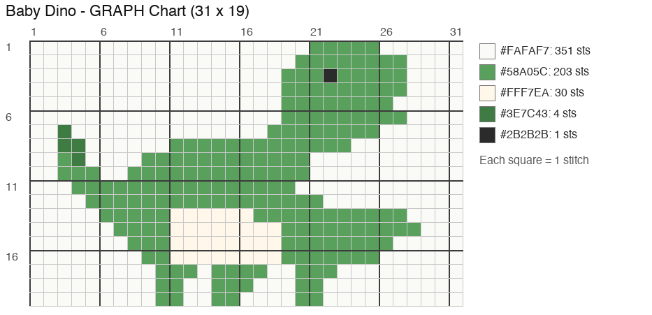 Baby Dino (Green) crochet chart