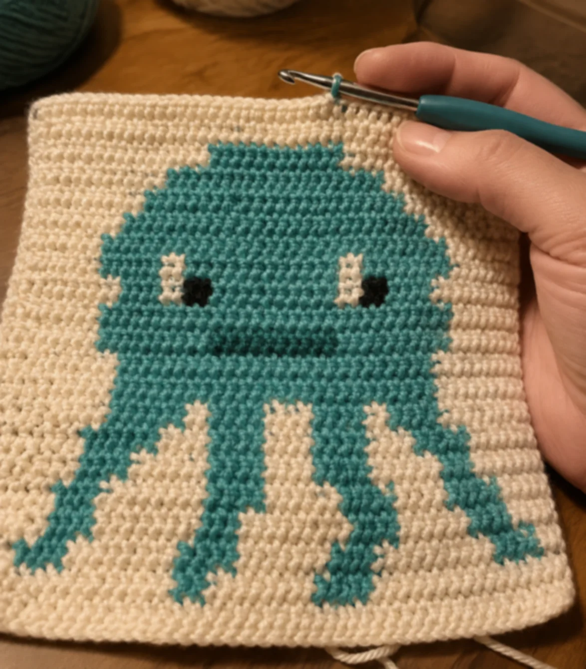 Little Octopus (Teal) — finished crochet piece inspiration