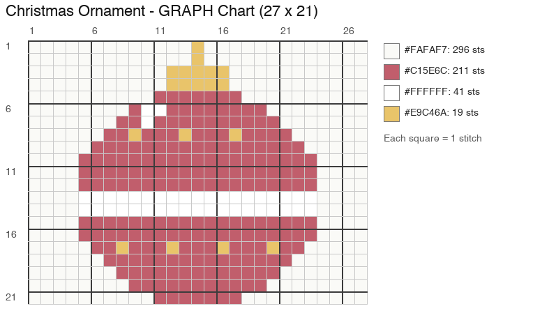 Glass Ornament crochet chart, 27 × 21 stitches, 4 colors