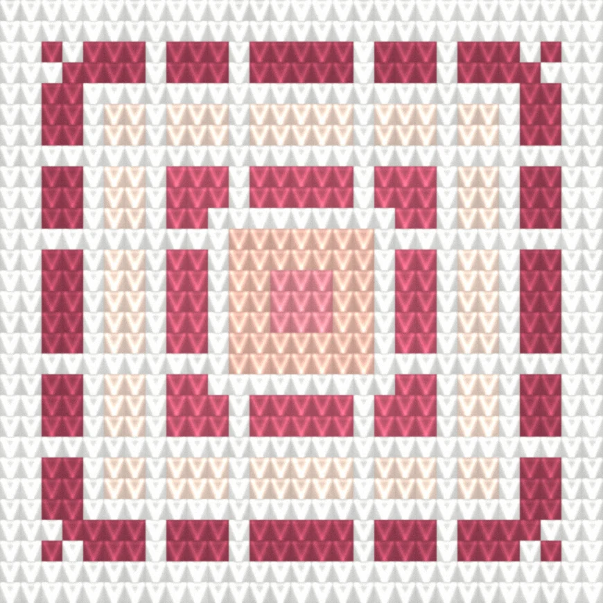 Granny — Rose as worked crochet fabric — simulated stitch texture