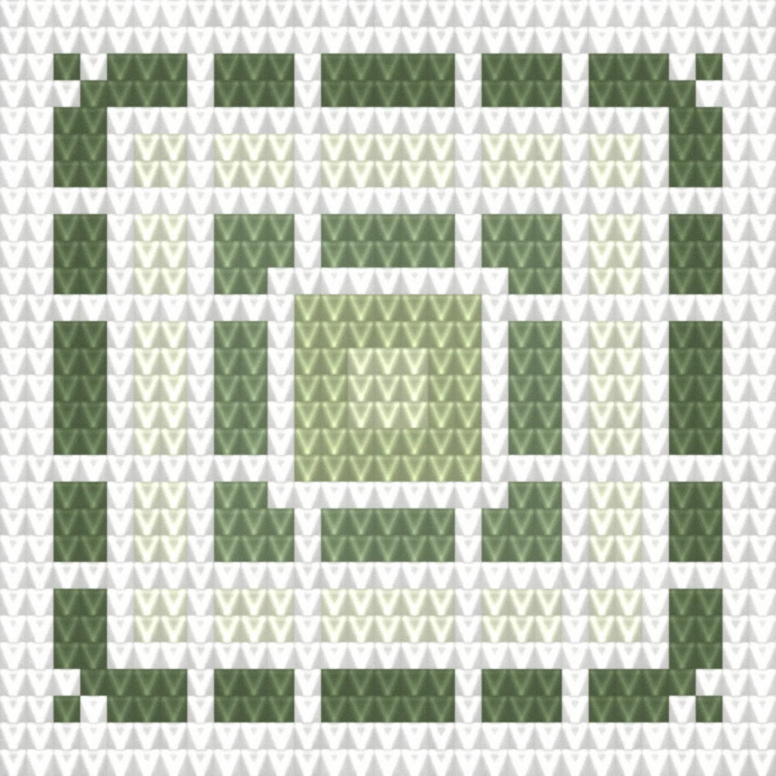 Granny — Sage as worked crochet fabric — simulated stitch texture