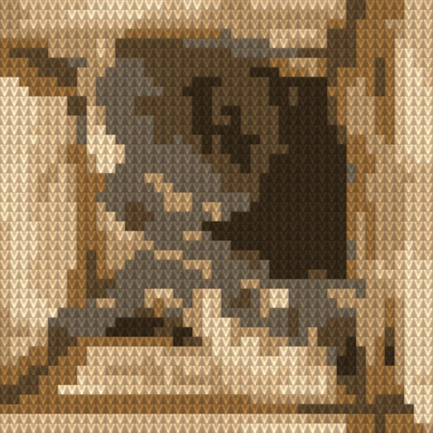 Grey Cat in a Box as worked crochet fabric — simulated stitch texture
