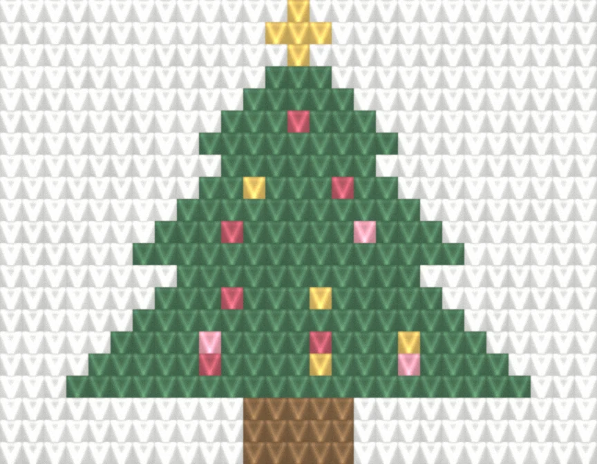 Christmas Tree as worked crochet fabric — simulated stitch texture