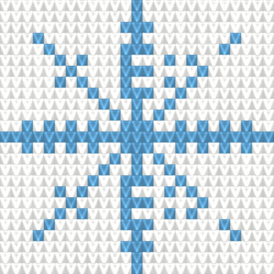 Snowflake as worked crochet fabric — simulated stitch texture